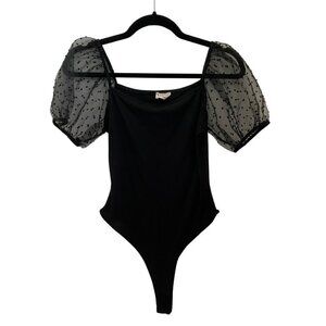 Peach Love Black Ribbed Bodysuit